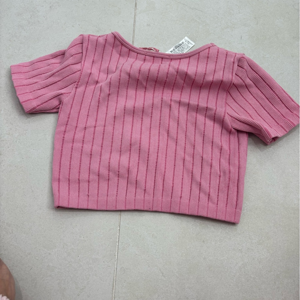 Zara Soft Pink Ribbed Top - Picture 2 of 3